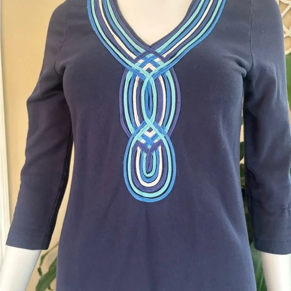 Lilly Pulitzer Navy Dress with Blue Embroidery - Picture 2 of 7